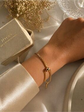 Gold Adjustable Slider Chain Bracelet -